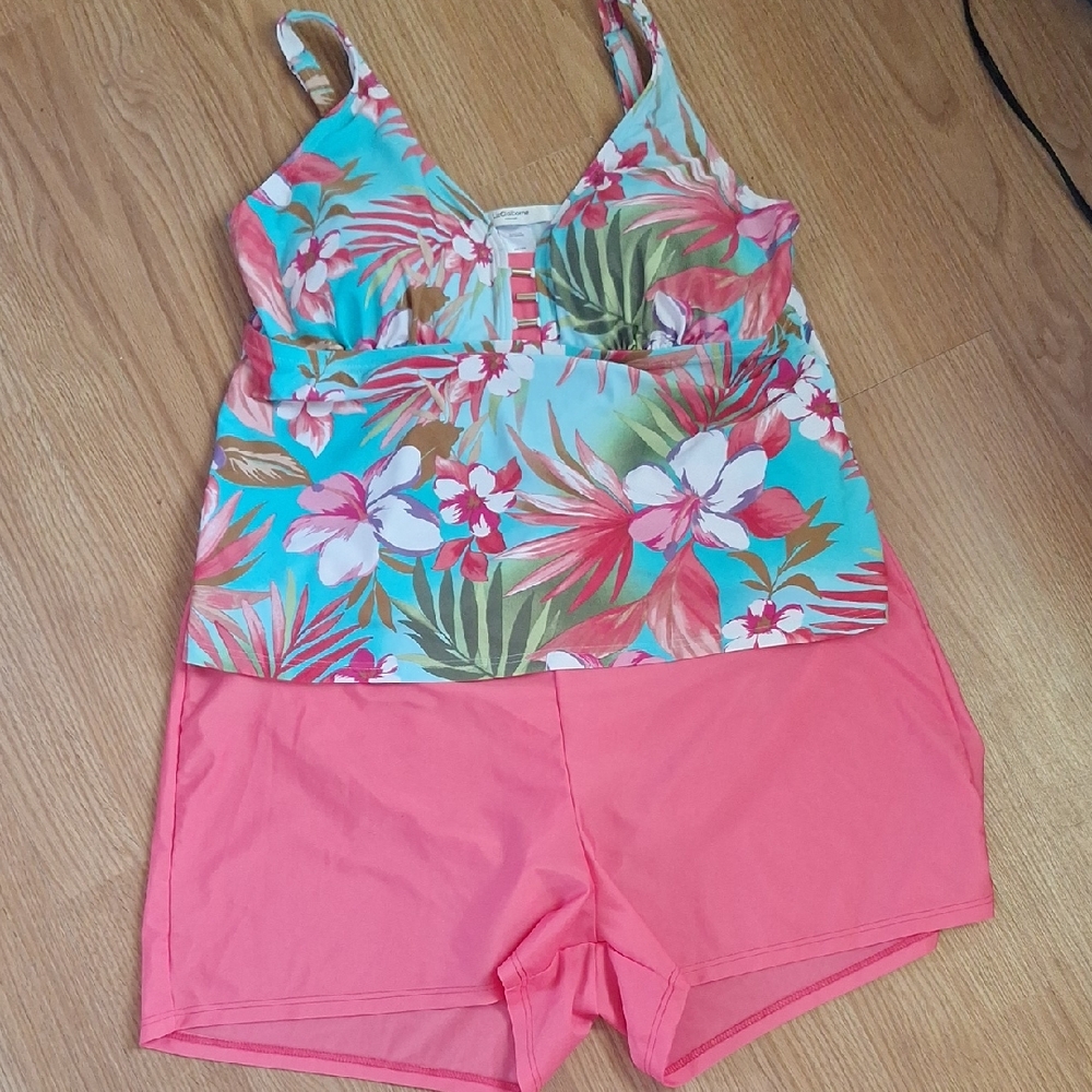 Liz Claiborne Tropical Floral Bikini - Pink and Green